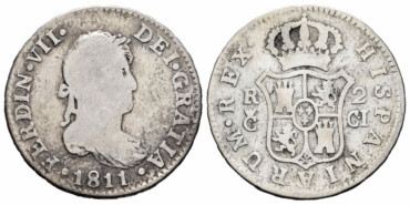 Cy14554.- FERNADO VII 2 Reales 1811 Cadiz. BC