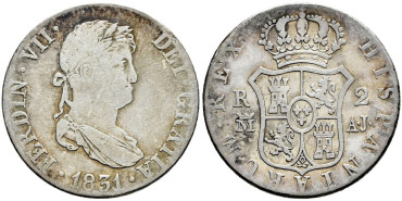 Cy14774.- FERNADO VII 2 Reales 1831 Madrid. MBC-