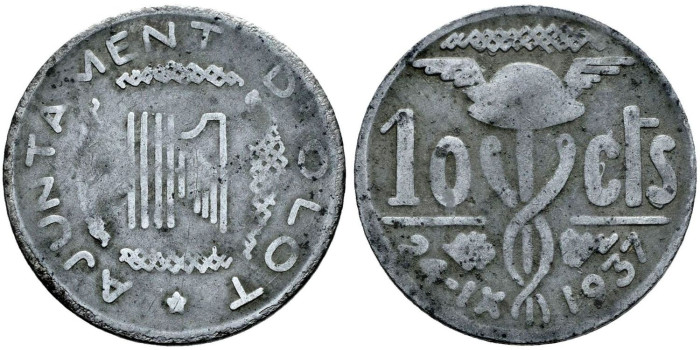 Cy16790c.- GUERRA CIVIL - OLOT 10 Ctm. 1937. MBC-