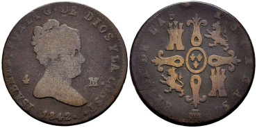 Cy15732.- ISABEL II 4 Maravedis 1842 Segovia RC
