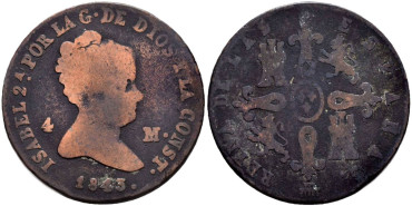 Cy15736.- ISABEL II 4 Maravedis 1843 Segovia RC