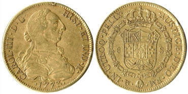 Cy12041.- CARLOS III  8 Escudos 1773 Mexico F.M - Oro