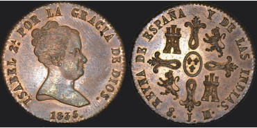 Cy15802K.- ISABEL II - 8 Maravedis 1835 JUBIA J.  SC+
