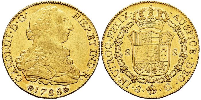 Cy12205.-CARLOS III - 8 Escudos 1788 Sevilla C.- EBC