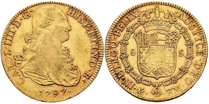 copy of Cy12038.- CARLOS III  8 Escudos 1773 Madrid P.J. - Oro