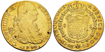 Cy13699.- CARLOS IV  8 Escudos 1799 Lima I.J. MBC - Oro