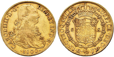 Cy13700.- CARLOS IV  8 Escudos 1800 Mexico F.M. MBC+ - Oro