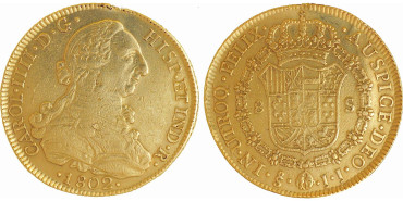 Cy13726.- CARLOS IV  8 Escudos 1802 Santiago J.J.  MBC - Oro