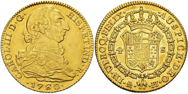 copy of Cy11864.-CARLOS III - 4 Escudos 1779 Sevilla C.F.- MBC-