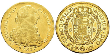 copy of Cy12083.-CARLOS III - 8 Escudos 1777/76 Mexico F.M.- EBC-