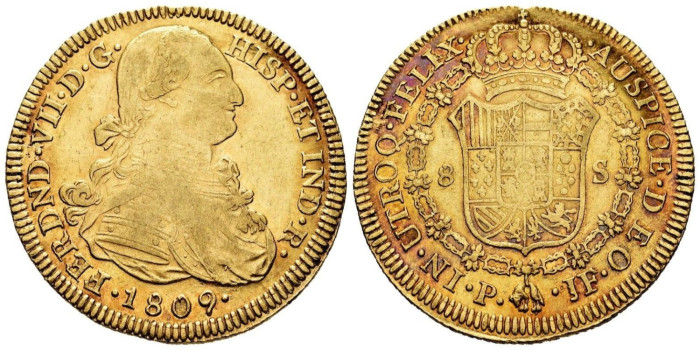 copy of Cy15541.- FERNANDO VII - 8 Escudos 1814 Lima  J.P. -MBC