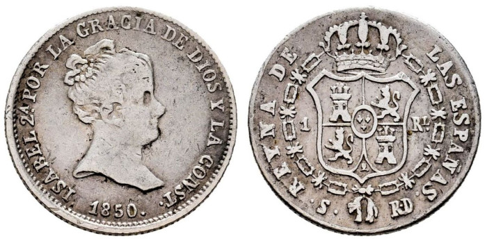Cy15908e.- ISABEL II - 1 Real 1850 Sevilla RD - MBC