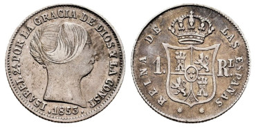 Cy15916f.- ISABEL II - 1 Real 1853 Barcelona - MBC+