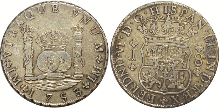 copy of Cy09889.- FERNANDO VI  8 R. Columnario 1757 Mexico M.M- MBC-.