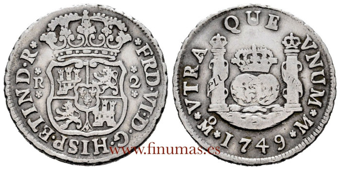 copy of Cy09704.-FERNANDO VI - 2 Reales 1754 Mexico M - BC-