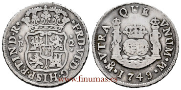 copy of Cy09704.-FERNANDO VI - 2 Reales 1754 Mexico M - BC-