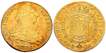Cy13685.- CARLOS IV  8 Escudos 1797 Santiago D.A. EBC -B.O