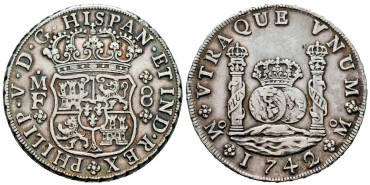 copy of Cy08744.- FELIPE V - 8 Reales Columnario 1733 Mexico M.F. - EBC-