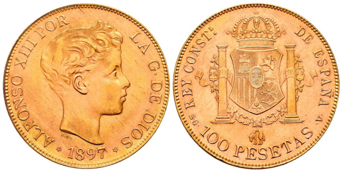 Cy16979.- 100 PESETAS 1897  *19 *62  SG-V. SC.- ORO