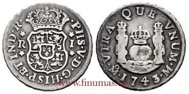 Cy08016.- FELIPE V - 1 Real Columnario 1743 Mexico M - MBC-