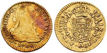 Cy11581.- CARLOS III 1 ESCUDO 1788 POPAYAN S.F. - ORO