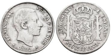 ALFONSO XII - 50 Ctv. Peso 1882 Filipinas - MBC