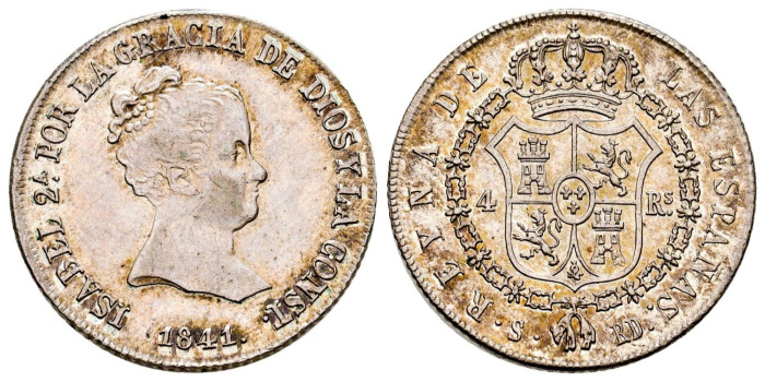 Cy16092.- ISABEL II - 4 Reales 1841 Sevilla RD - SC