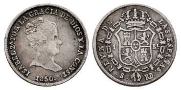 ISABEL II - 1 Real1850 Sevilla - BC Frente Abombada- BC
