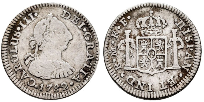 CARLOS III - 1/2 Real 1782 Mexico FF - BC