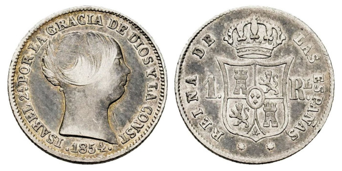 ISABEL II - 1 Real1854  Sevilla - MBC+