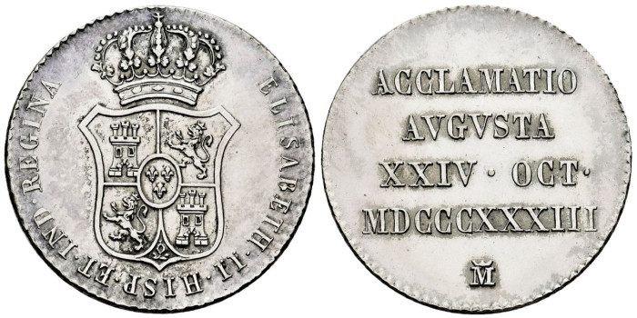 ISABEL II - Medalla Proclamacion 1/2 Real Madrid 1833 - SC