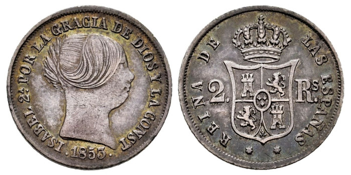 ISABEL II - 2 Reales 1853 Sevilla - SC