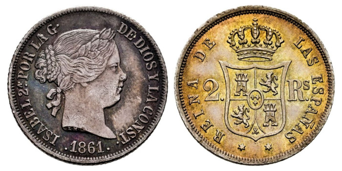 Cy16032.- ISABEL II - 2 Reales 1861 Madrid - SC