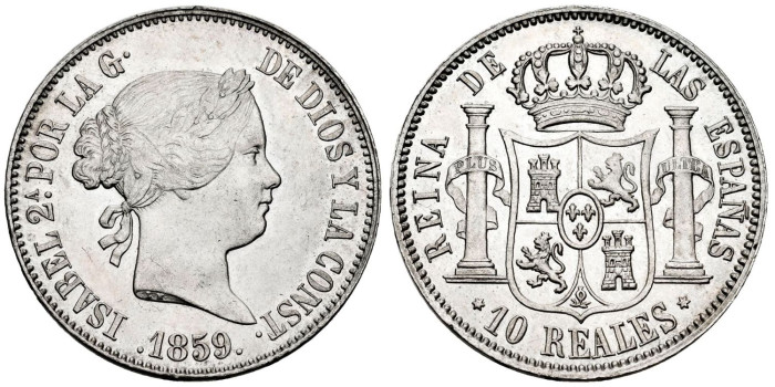 Cy16213.- ISABEL II - 10 Reales 1859 Madrid   - SC-