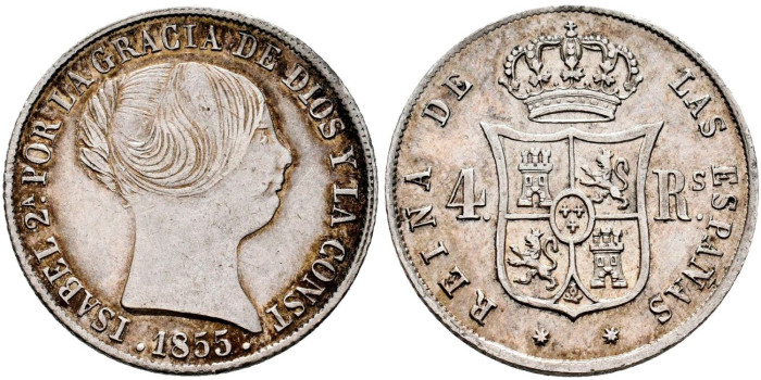 copy of Cy16129.-ISABEL II - 4 Reales 1855 Sevilla.-SC