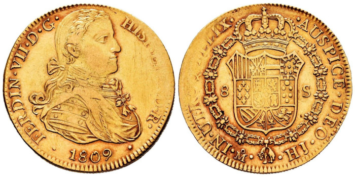copy of Cy15541.- FERNANDO VII - 8 Escudos 1814 Lima  J.P. -MBC