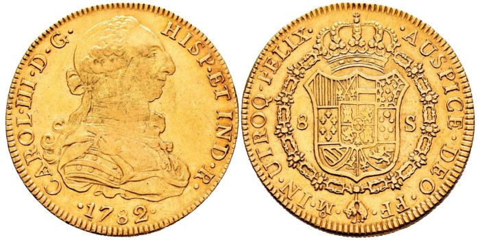 copy of Cy12083.-CARLOS III - 8 Escudos 1777/76 Mexico F.M.- EBC-