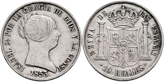 copy of Cy16199.-ISABEL II -  10 Reales 1853 Sevilla.-SC
