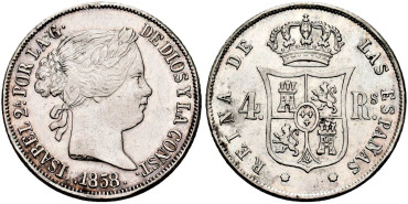 Cy16136.-ISABEL II - 4 Real 1858 Sevilla - EBC.