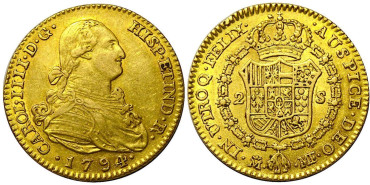 copy of Cy13360.- CARLOS IV  2 Escudos 1794 MADRID M.F - ORO