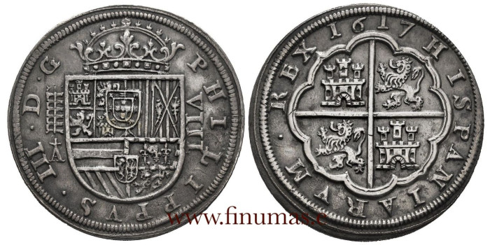 Cy04661.- Felipe III - 8 REALES 1617 SEGOVIA  A+. EBC
