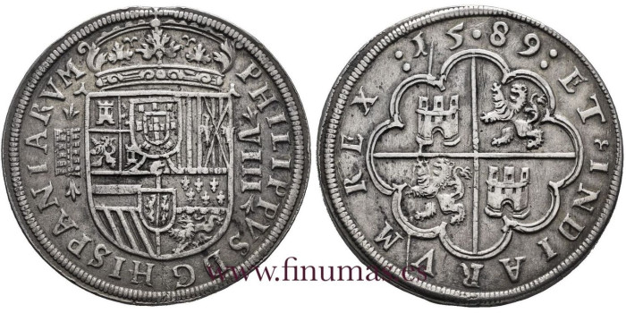 copy of Cy03787.- FELIPE II - 8 REALES 1589 SEGOVIA. 3 ARCOS 2 PISOS.