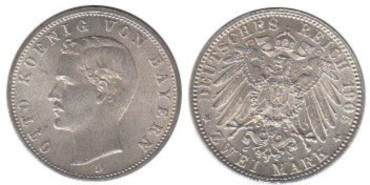 ALEMANIA ESTADOS - BAVARIA K-913, 2 MARCOS 1905 D, SC plata