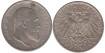 ALEMANIA ESTADOS - WURTTEMBERG  K-631- 2 MARCOS 1902 F SC -Plata