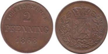 ALEMANIA ESTADOS - SAXE , K-0174, 2 PFENNING 1868, EBC+