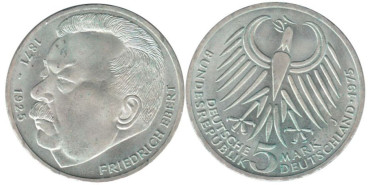 ALEMANIA FEDERAL - K-141 - 5 MARCOS 1975J , SC  plata