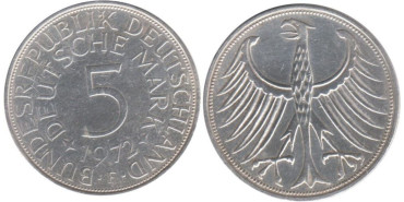 ALEMANIA FEDERAL - K-112 - 5 MARCOS 1972,  MBC+  plata