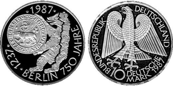ALEMANIA FEDERAL - K-166,10 MARCOS 1987 J,  PROOF