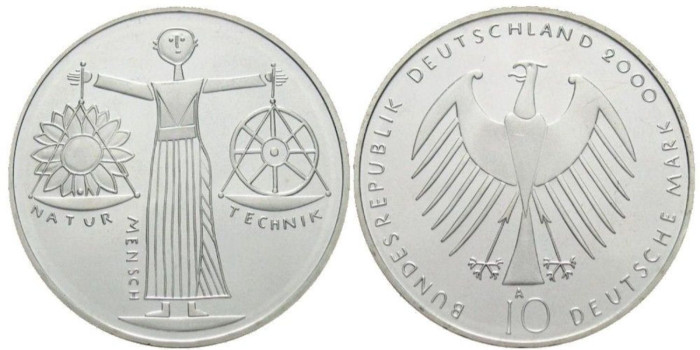ALEMANIA FEDERAL - K-199, 10 MARCOS 2000 A, SC plata