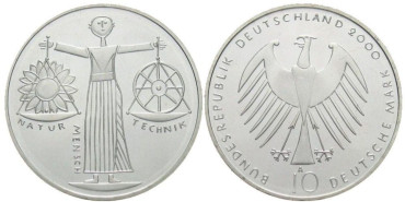 ALEMANIA FEDERAL - K-199, 10 MARCOS 2000 A, SC plata